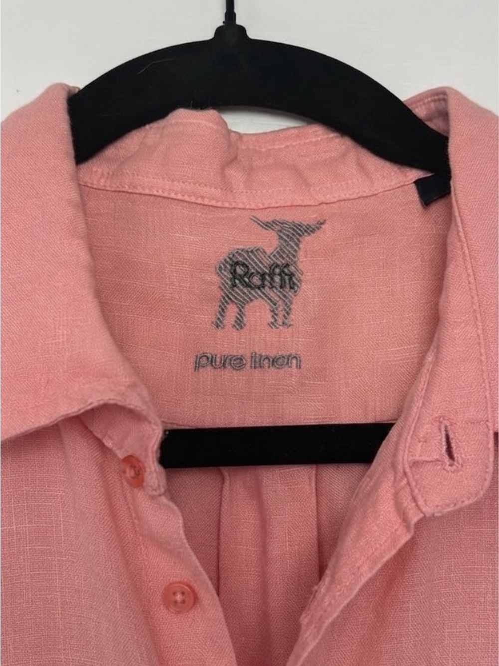 Raffi Men’s 100% Linen Short-Sleeve Button-Down Shirt in Salmon Size Large - Picture 4 of 11